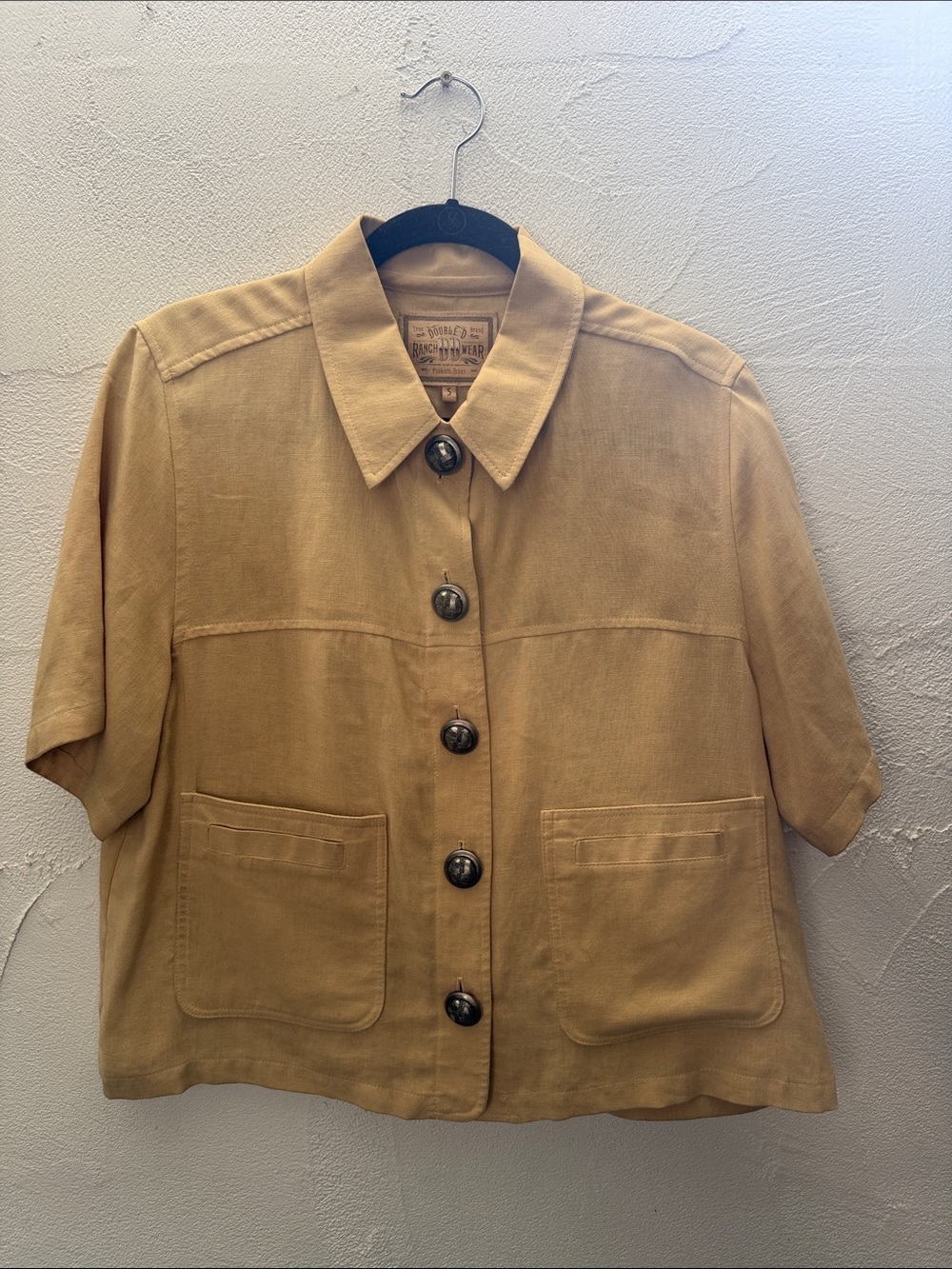 Double D Ranch Short-Sleeve Boxy Jacket in Mustard Tan